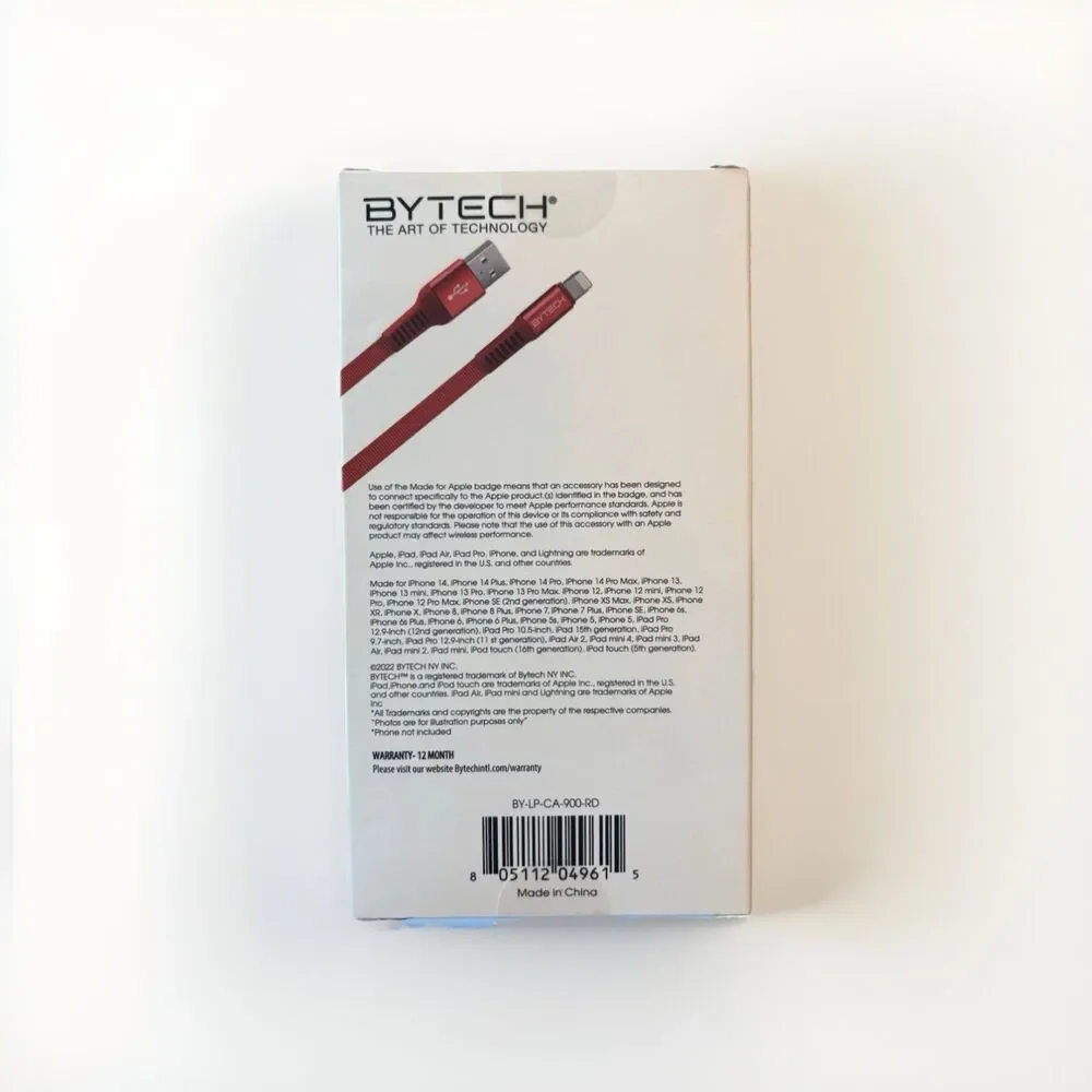 Rapid Charger & Sync Cable 6 Feet, Red Cord, iPhone & iPad Compatible